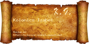 Kolonics Izabel névjegykártya